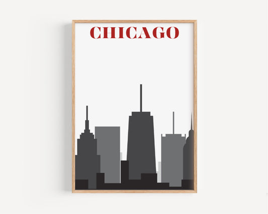 Chicago Wall Art Skyline Print for Dorm & Home Decor, College Gift, Travel Wall Artwork, Housewarming Present