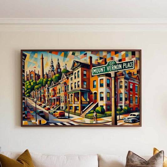 Mount Vernon Place Wall Art Print - Baltimore Travel Poster, MD Gift, Housewarming Decor, Baltimore City Map Art, Maryland Travel Print