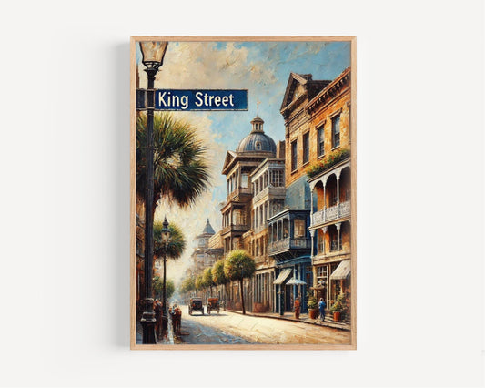 King Street Wall Art Print, Charleston SC Travel Poster, South Carolina Gift, Historic Street Map, Travel Souvenir, State Art Decor