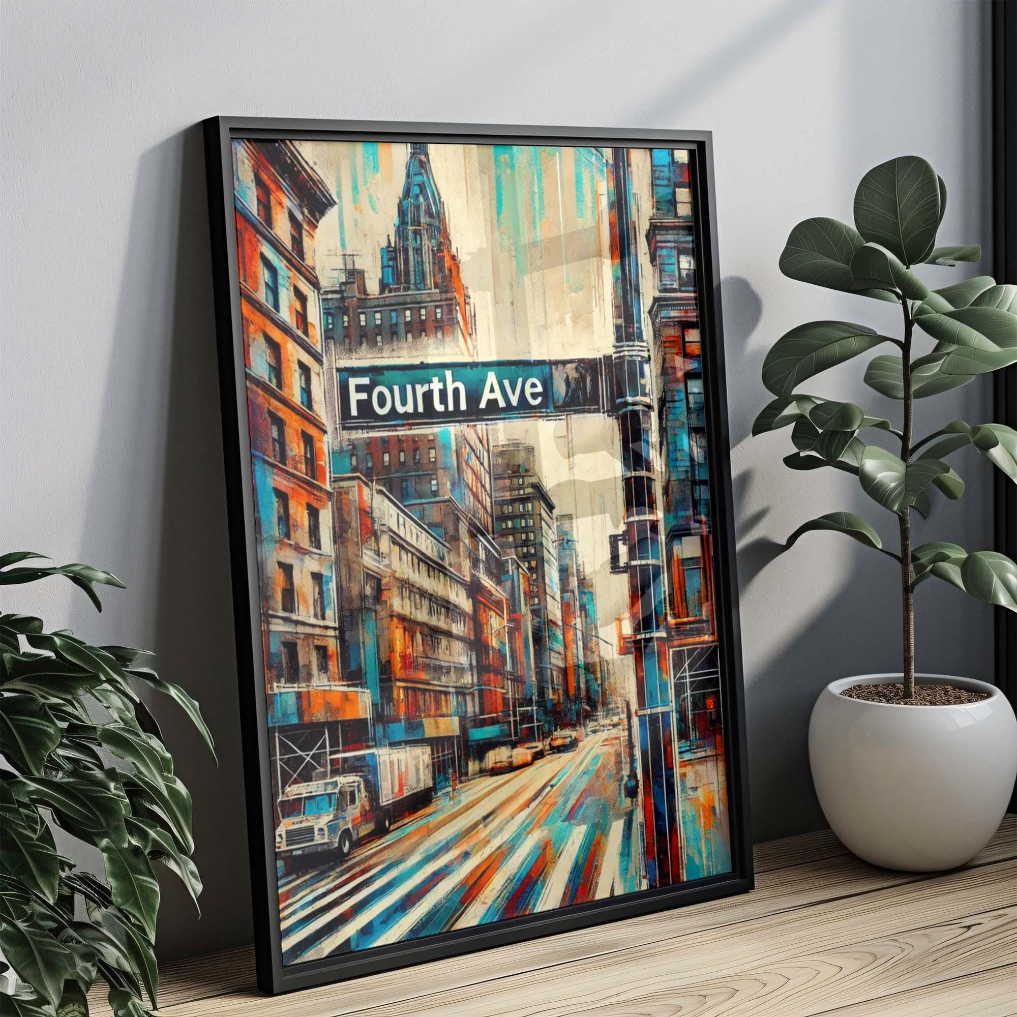 Fourth Ave Print Manhattan Wall Art New York Poster NYC Travel Gift Housewarming Decor 4th Ave Map Art