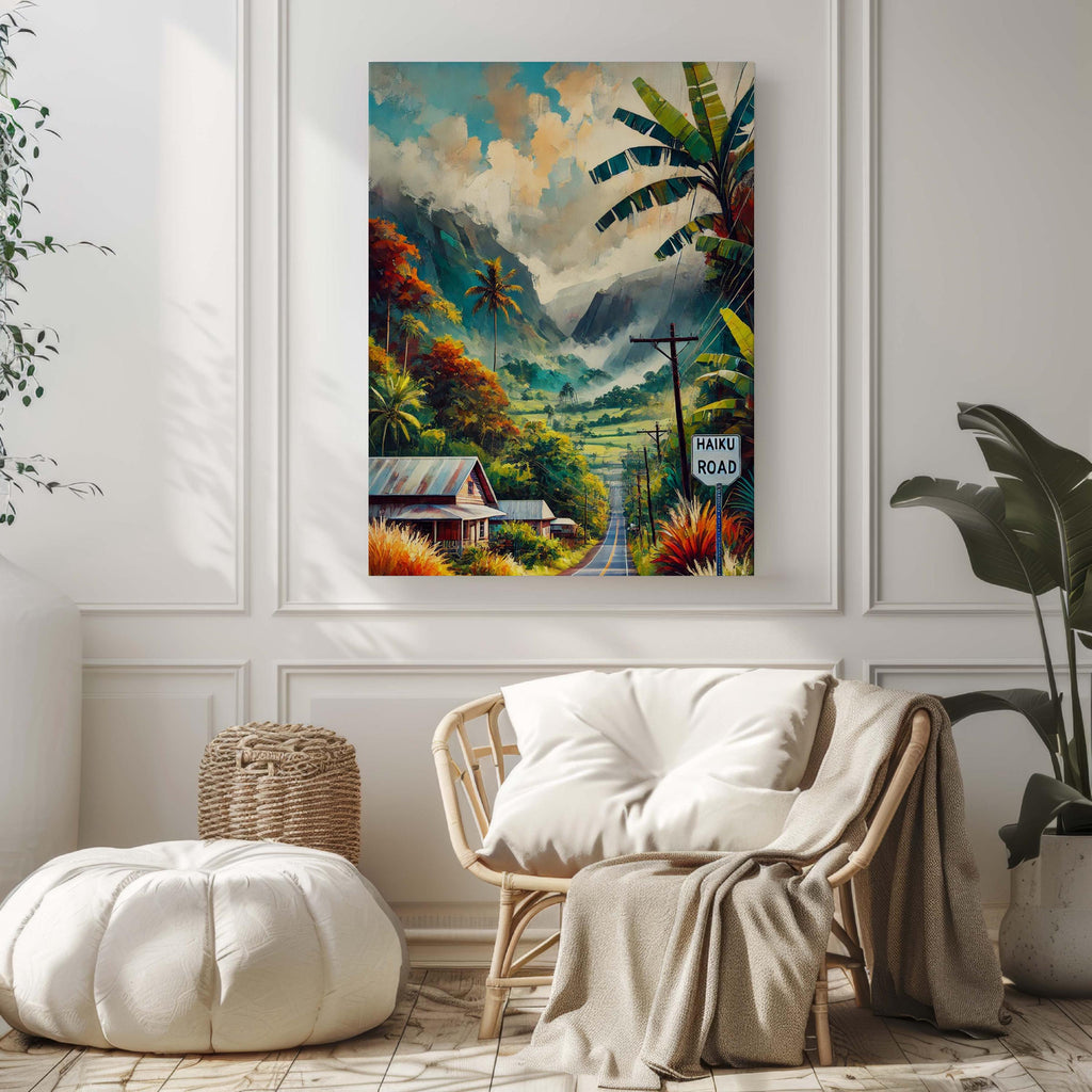 Haiku Road Print Maui Wall Art, Hawaiian Travel Poster, Housewarming Gift, Tropical Haiku Road Artwork, Maui Decor, Hawaii Print