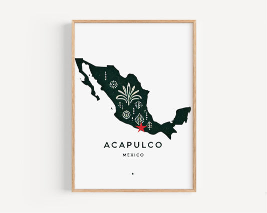 Mexico Acapulco Wall Art Print, Travel Home Decor, Mexico Gift, Housewarming & College Dorm Artwork