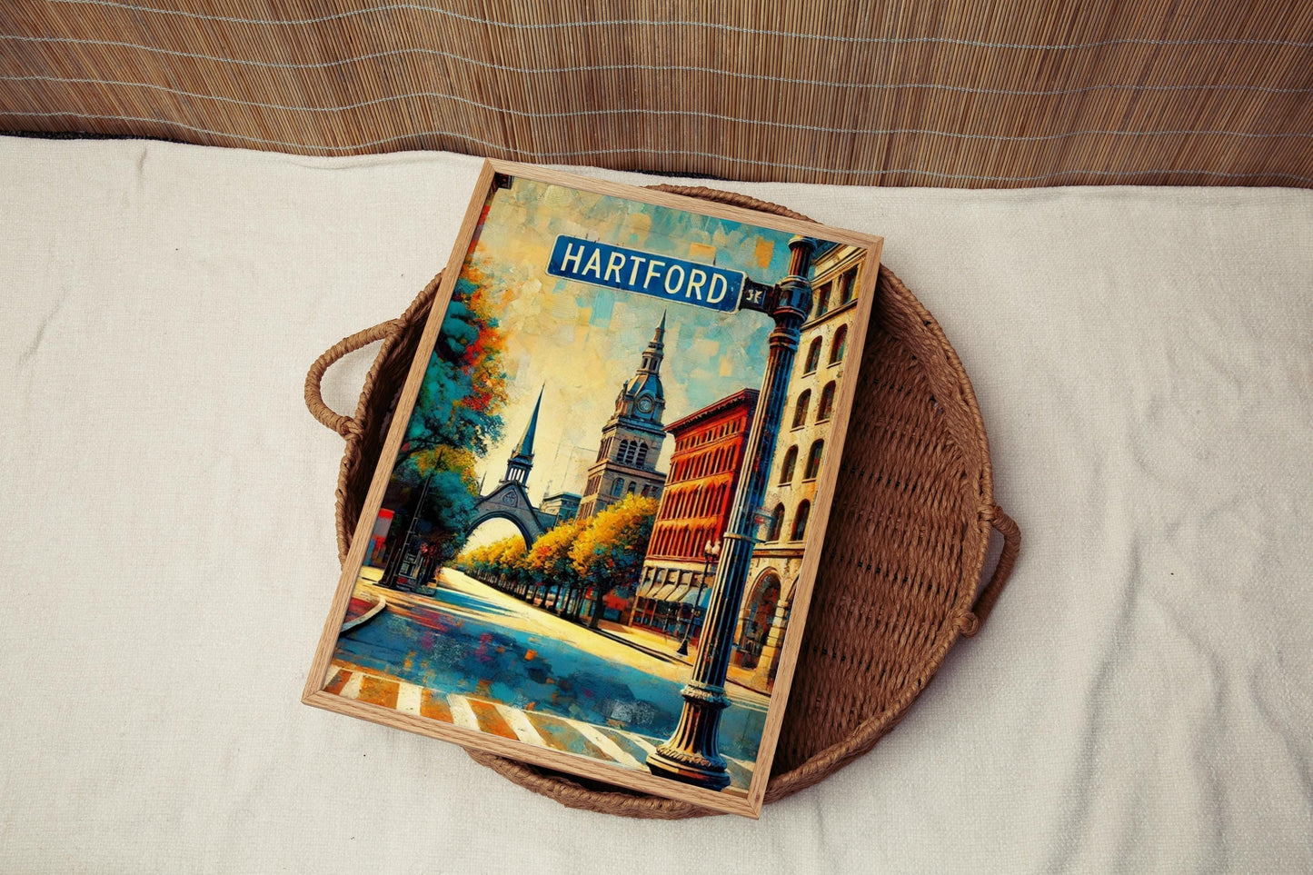 Hartford Wall Art Print - Connecticut Travel Poster & USA Gift, Housewarming Decor, American Cityscape Map, Modern Home Art
