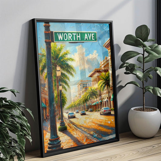 Wall Art Worth Ave Print Palm Beach Florida Travel Poster Florida Artwork Housewarming Gift