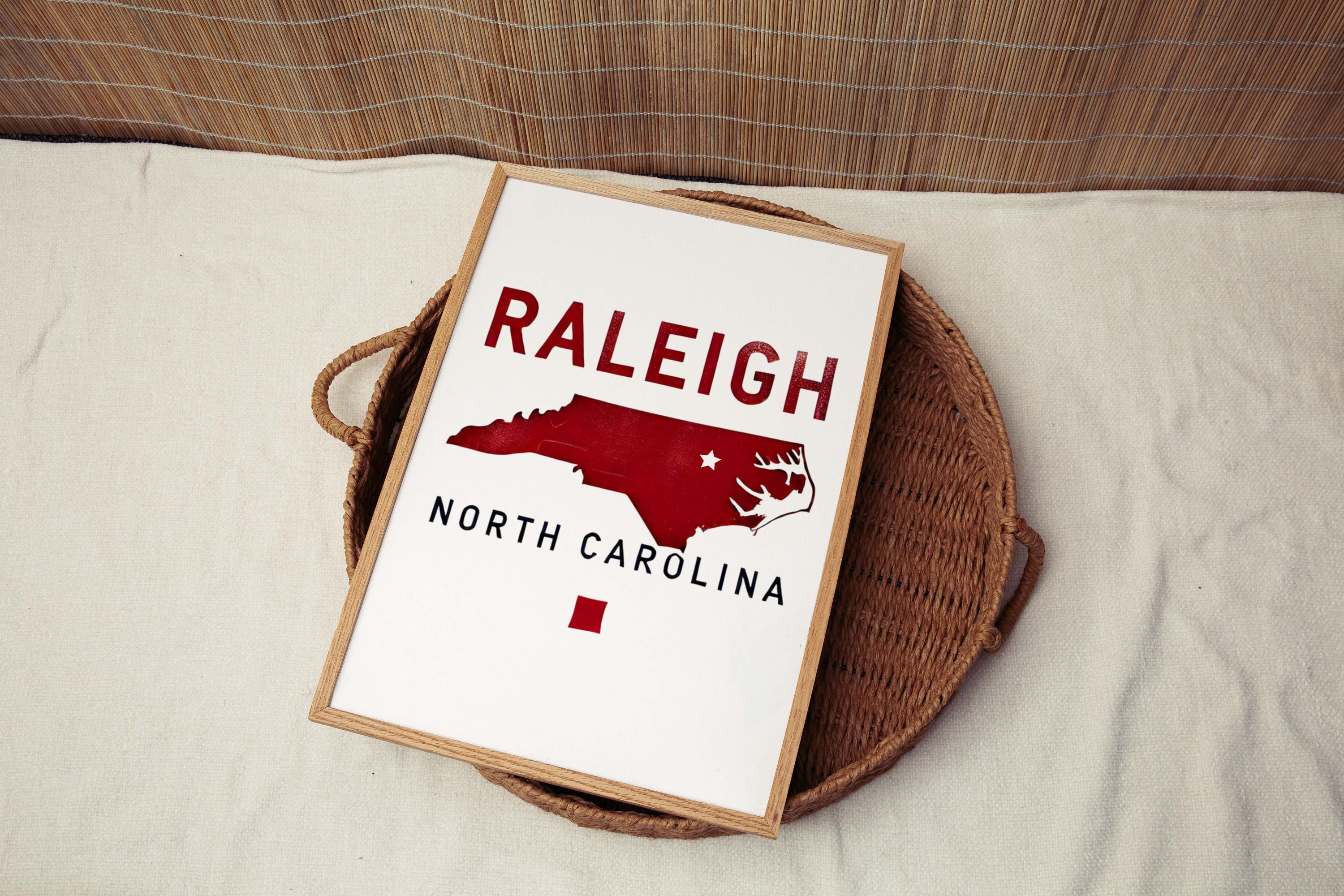 Raleigh Print - North Carolina Wall Art, Travel Decor, College Gift & Housewarming Present, NC Home Decoration