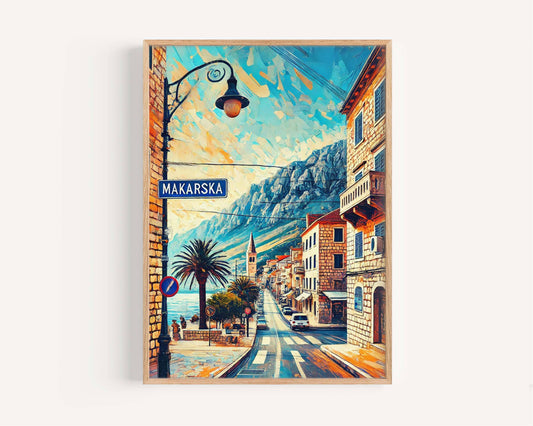 Makarska Art - Croatian City Wall Print, Travel Poster, Europe Coastal Decor, Housewarming Gift, Makarska Travel Art