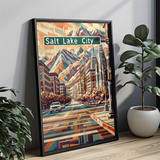 Utah Salt Lake City Wall Art Print, Travel Poster, USA Souvenir & Housewarming Gift, Modern Utah Artwork for Home Decor