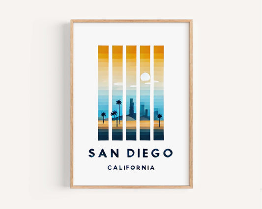 San Diego Print Wall Art - California Travel Decor, Housewarming & College Gift, Coastal Cali Poster for Home