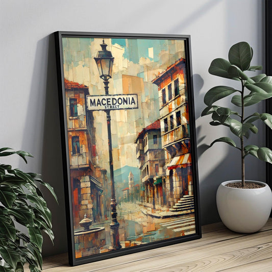 Macedonia Street Wall Art, Skopje Print, North Macedonia Travel Poster, Cityscape Decor, European Vacation Artwork, Gift for Travelers