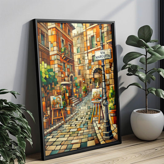 Via Margutta Wall Art Rome Print Italy Art Travel Poster City Gift Souvenir Personalized Gift, Cinematic Street Scene in Fine Art Paper
