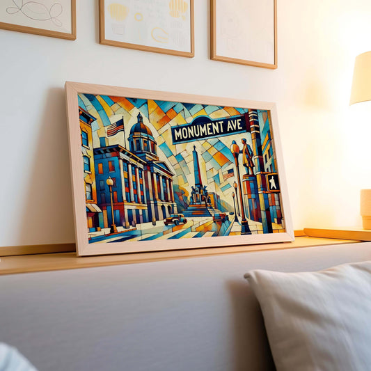 Monument Ave Print - Richmond Wall Art, Travel Poster & Virginia Gift, Housewarming Decor, Scenic Cityscape Illustration