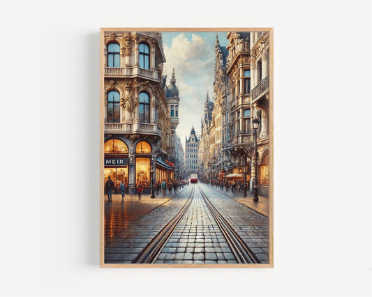 Belgium Wall Art Meir Print Travel Poster European Decor Belgium Gift Housewarming Souvenir Travel Print