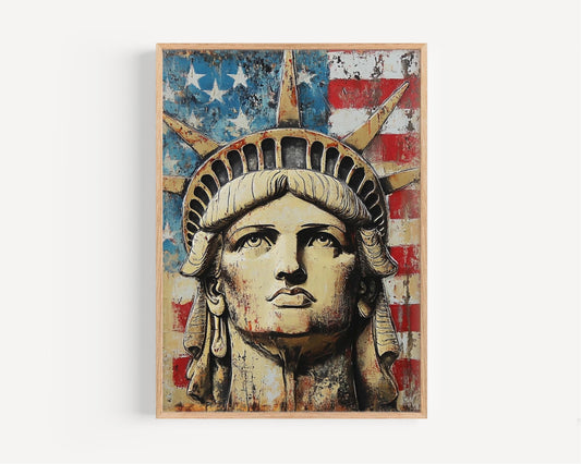 American Statue Abstract USA Wall Art Patriotic United States Independence Poster Home Decor