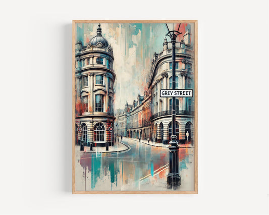 Grey Street Wall Art Newcastle Print, UK Travel Poster, Grey Street Print, Housewarming Gift, United Kingdom Decor, UK Art