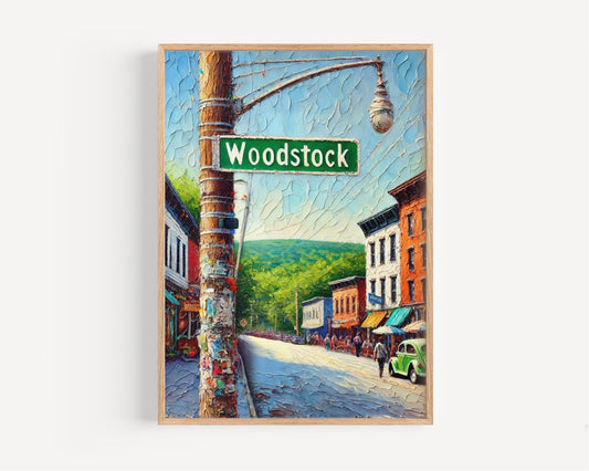 New York Woodstock Wall Art Print - Vintage Travel Poster, American USA Art, New York Gift & Housewarming Decor