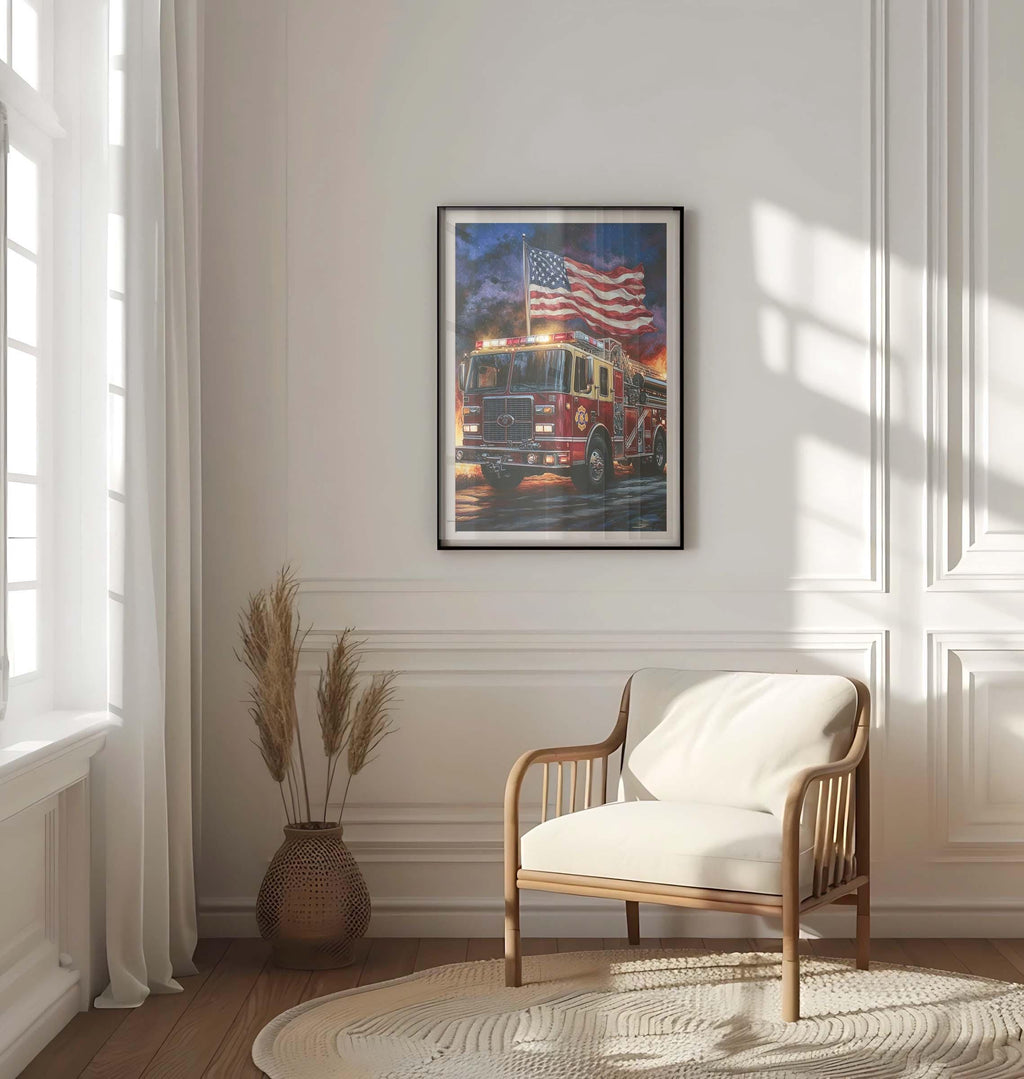Firetruck Wall Art Patriotic - United States