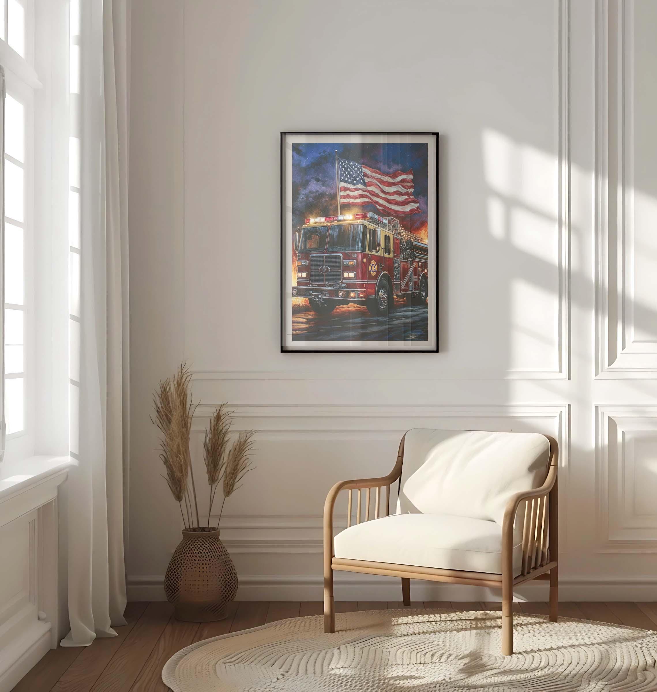 Firetruck Wall Art Patriotic - United States