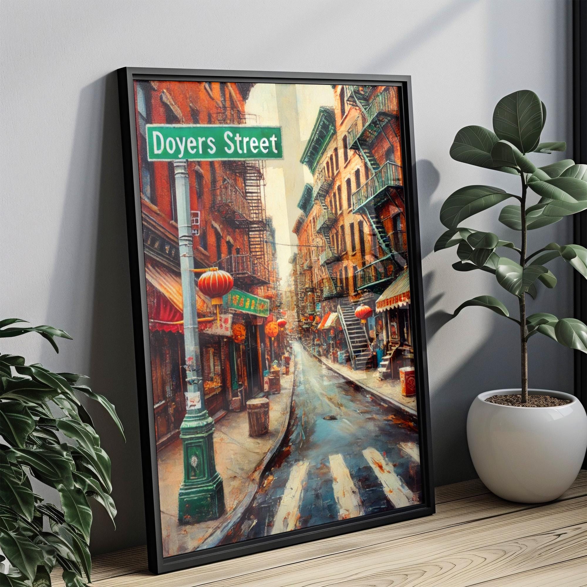 Doyers Street Wall Art Print - Chinatown NYC Travel Poster, Souvenir & Housewarming Gift, Asian Neighborhood Decor