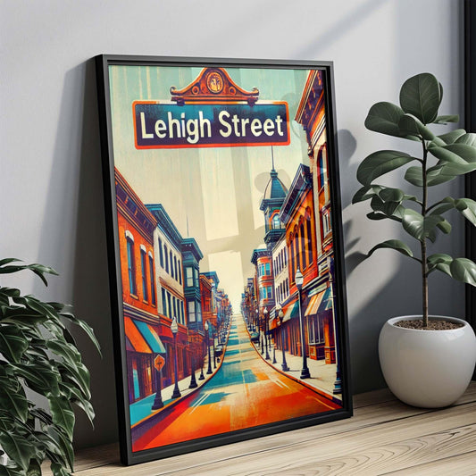 Lehigh St Print Bethlehem Art Travel Poster Pennsylvania Wall Art Housewarming Gift Unique Lehigh Street Decor