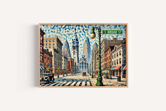 South Broad Street Artwork Poster, Philadelphia Wall Art, Philly Gift, Pennsylvania Souvenir, Urban Home Decor, House Artwork Print