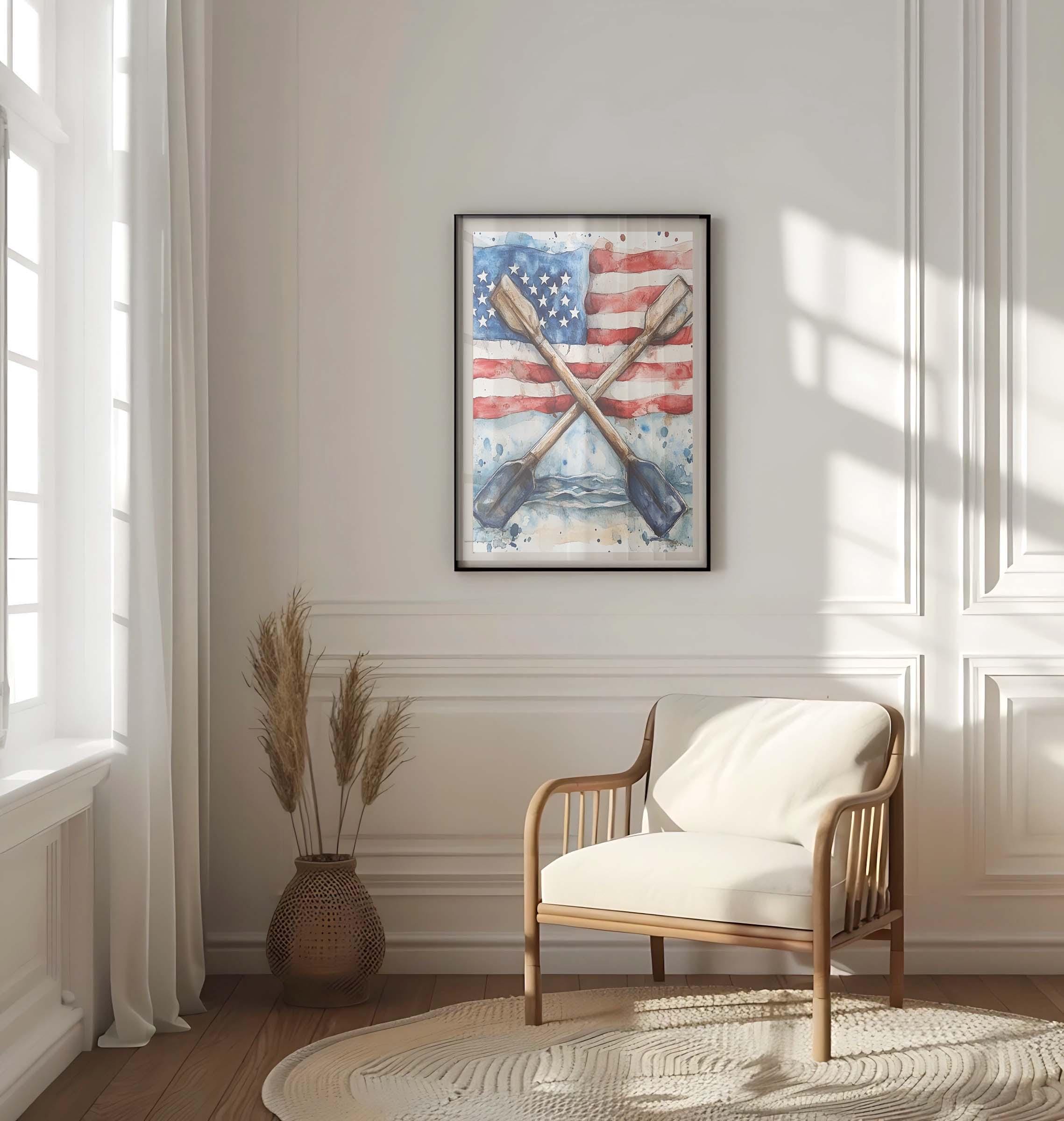 Boat With Oars Poster Patriotic - USA