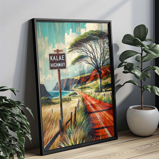 Kalae Highway Print - Molokai Travel Poster, Hawaii Wall Art, Housewarming Gift, Vintage Style Kalae Highway Wall Art, Molokai Gift