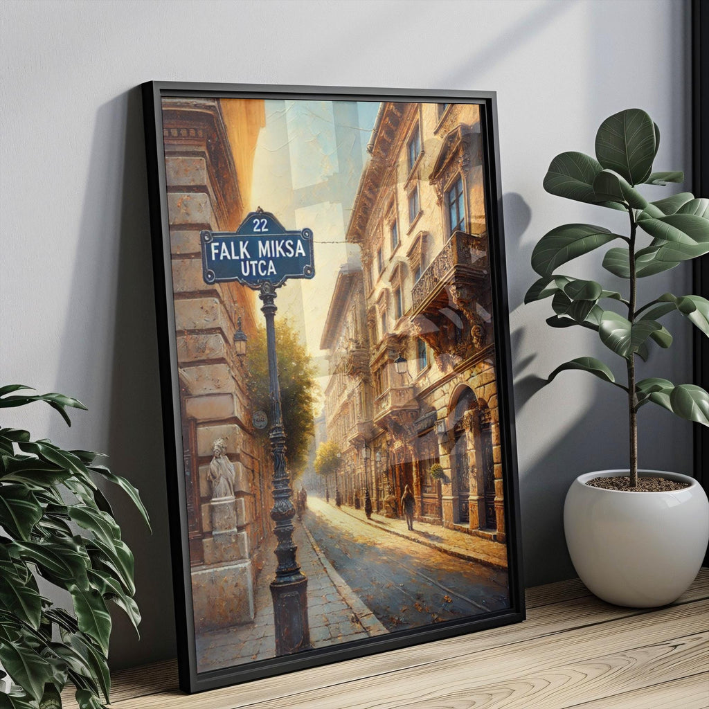 Falk Miksa Utca Oil Painting Art Print: Budapest Hungary Street Sign Travel Poster