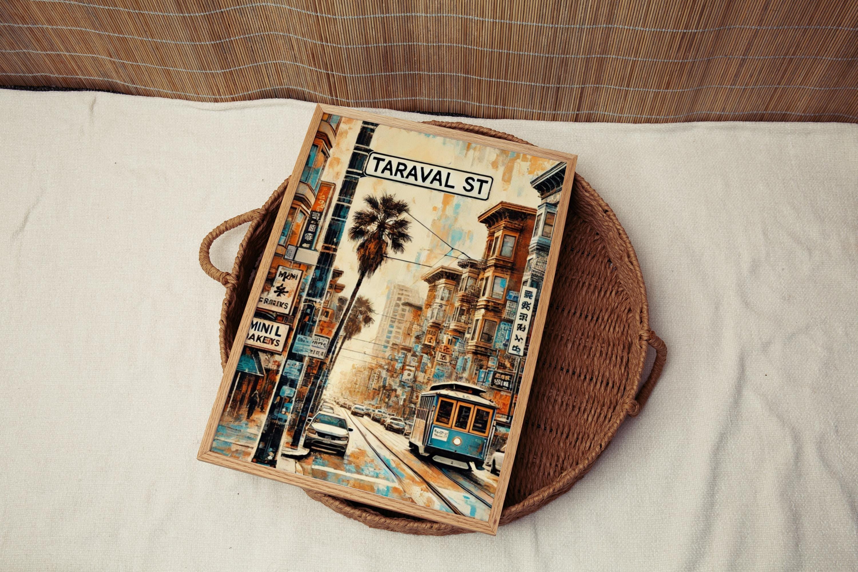 San Francisco Taraval St Wall Art - Cali Travel Poster, California Art Print, Housewarming & Gift Idea, San Francisco Street Map Decor