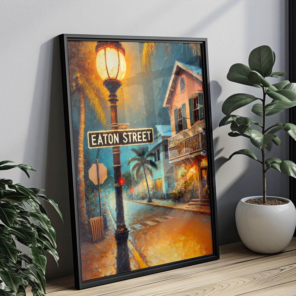 Eaton Street Oil Painting Art Print: Key West Florida Street Sign Travel Poster