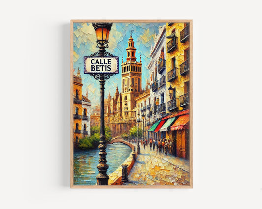 Seville Calle Betis Wall Art Print - Spain Travel Poster, Spanish Decor, Housewarming Gift, Seville Gift, Travel Print, Spain Wall Decor