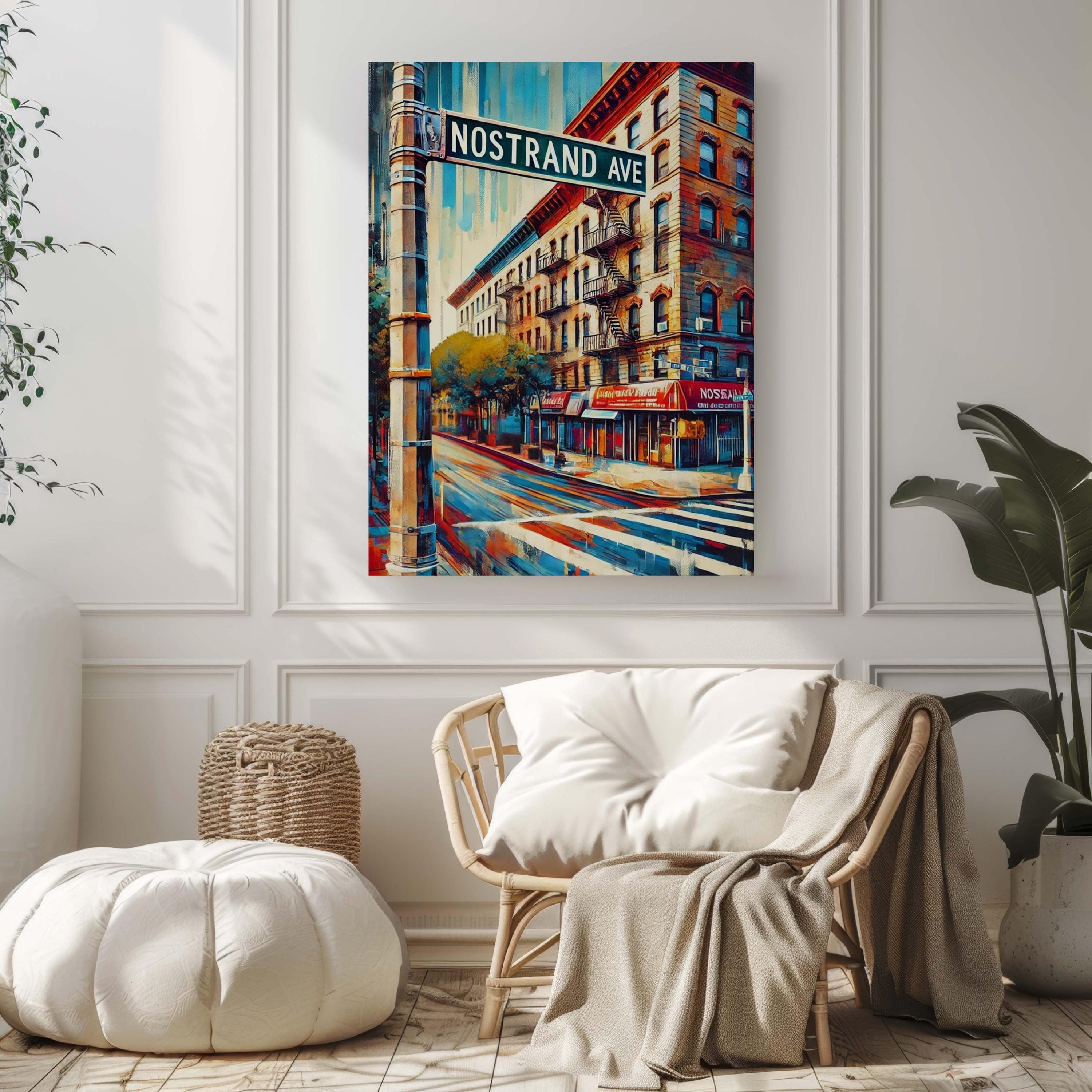 Nostrand Ave Print Brooklyn Wall Art Travel Poster New York Artwork Housewarming Gift Brooklyn Gift