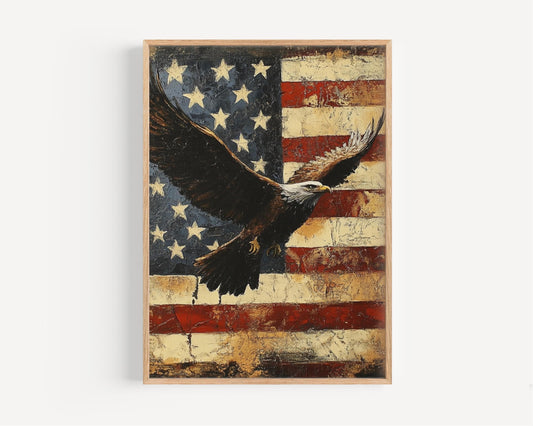 American Eagle Wall Art | Abstract USA Patriotic Poster | United States Independence Day Home Decor | Modern American Flag Artwork