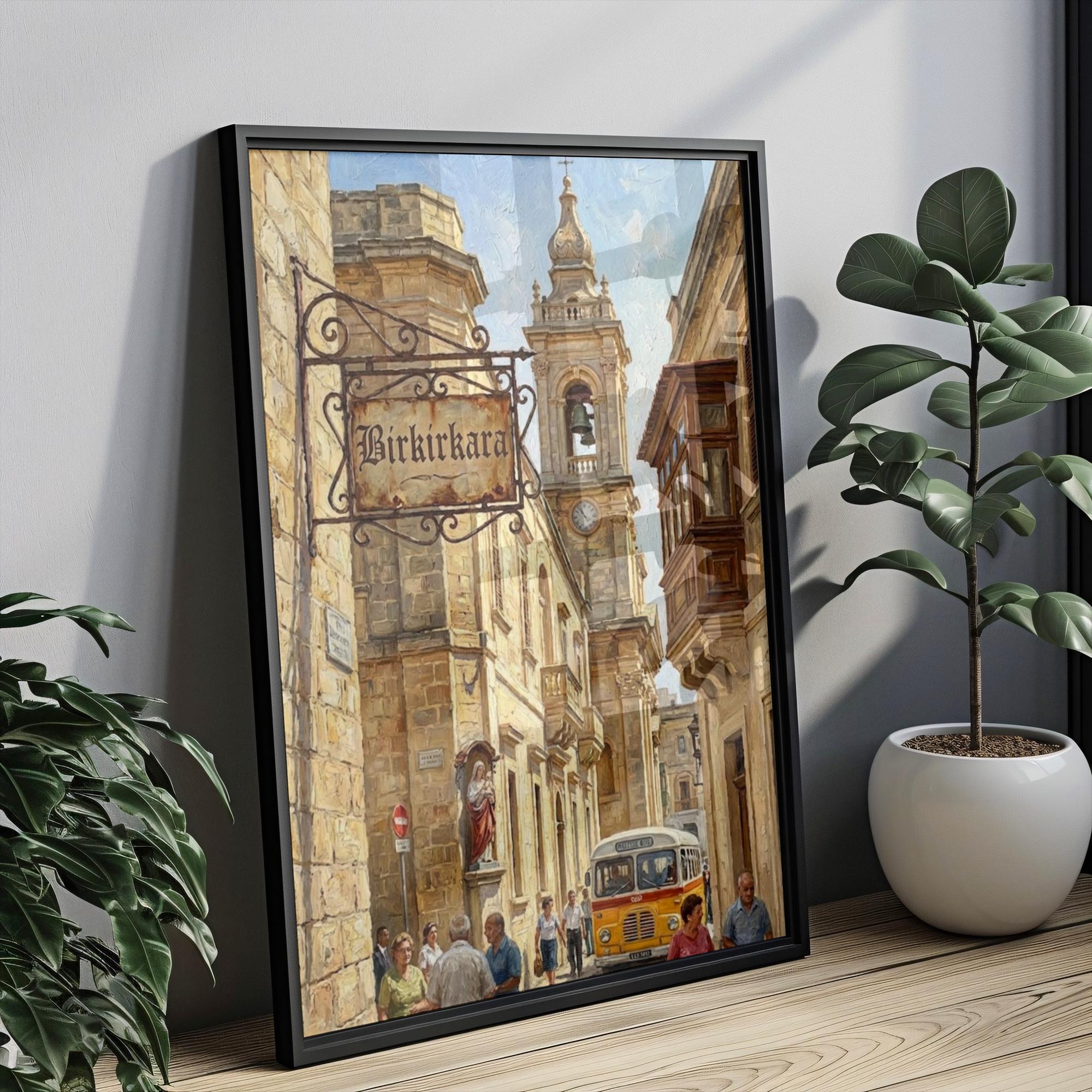 Birkirkara Street Sign Art Print: Malta Cityscape Travel Poster Wall Decor