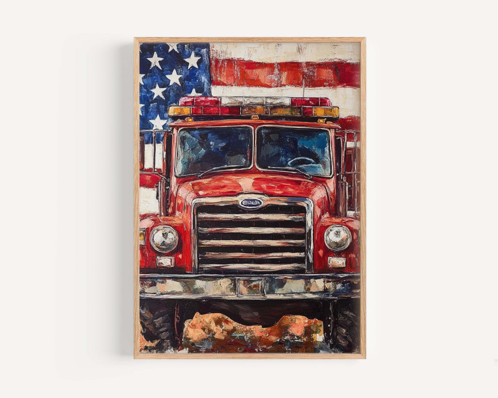Firetruck Wall Art Vintage - United States