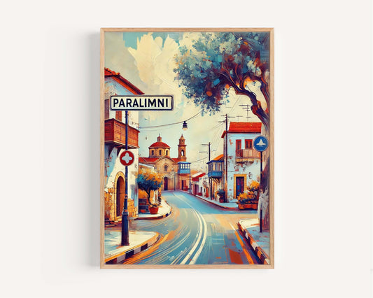 Paralimni Art Print - Cyprus Wall Art, Travel Poster, Europe City Gift, Housewarming Decor, Paralimni Map Illustration, Vacation Home Style