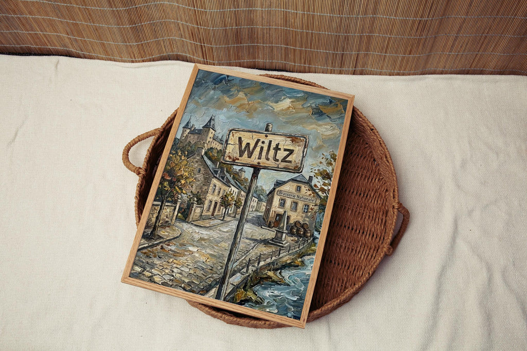 Wiltz Street Oil Painting Art Print: Wiltz Luxembourg Travel Poster
