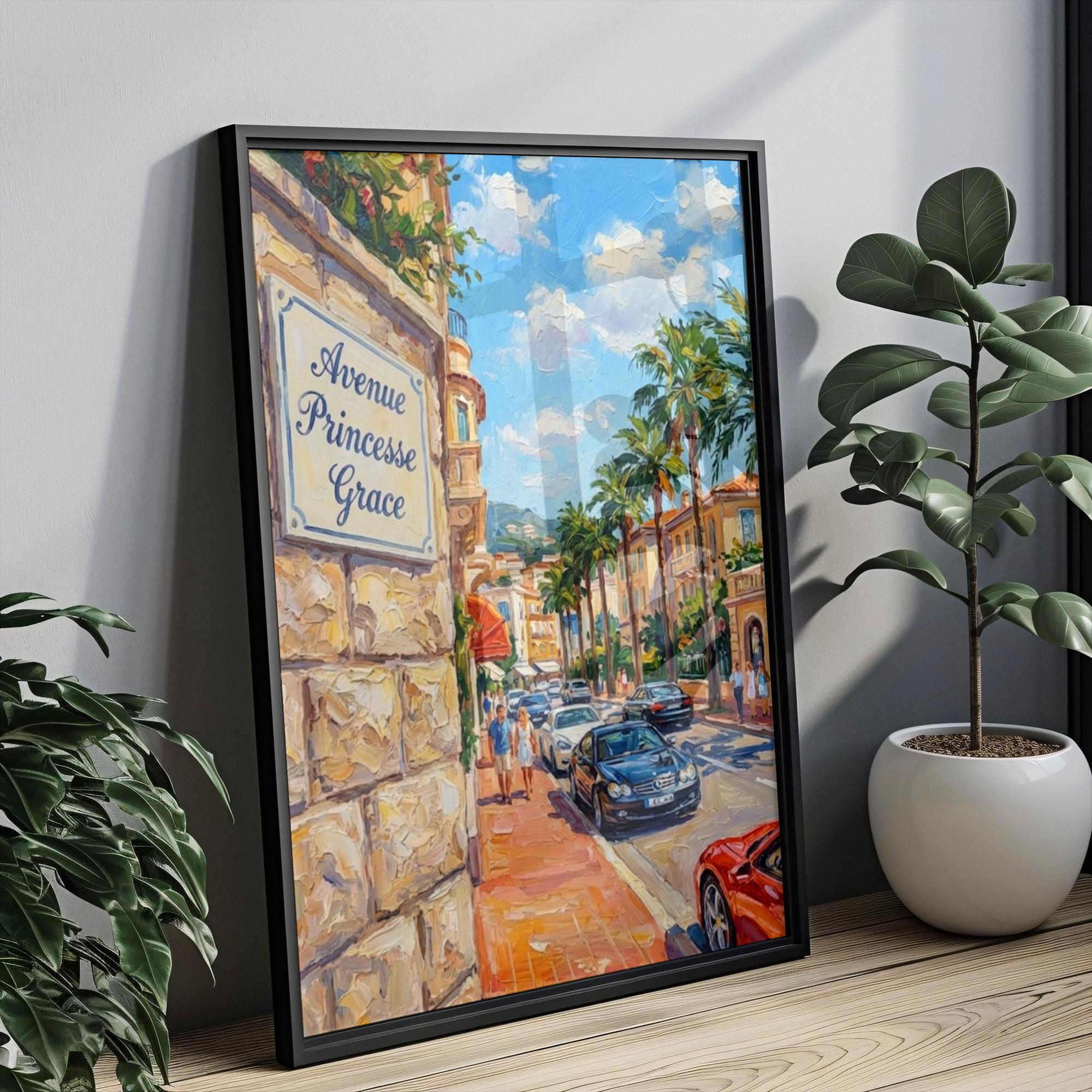 Avenue Princesse Grace Wall Art Print: Monte Carlo Monaco Travel Poster