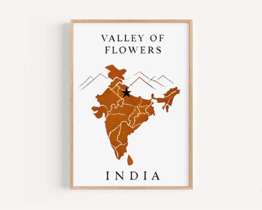 Valley of Flowers Wall Art Print – India Travel Decor, Housewarming & College Gift, Vibrant Floral Landscape Home Decoration