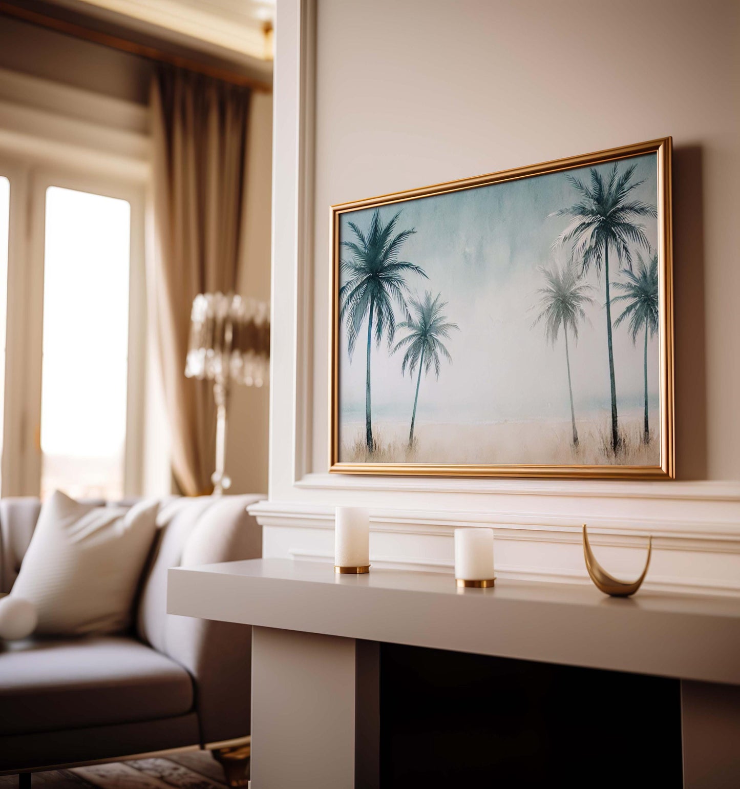 Nature Gift Palm Tree Wall Art - Beach Print, Tropical Home Decor, Housewarming & New Home Art, Family Beach Room Decoration