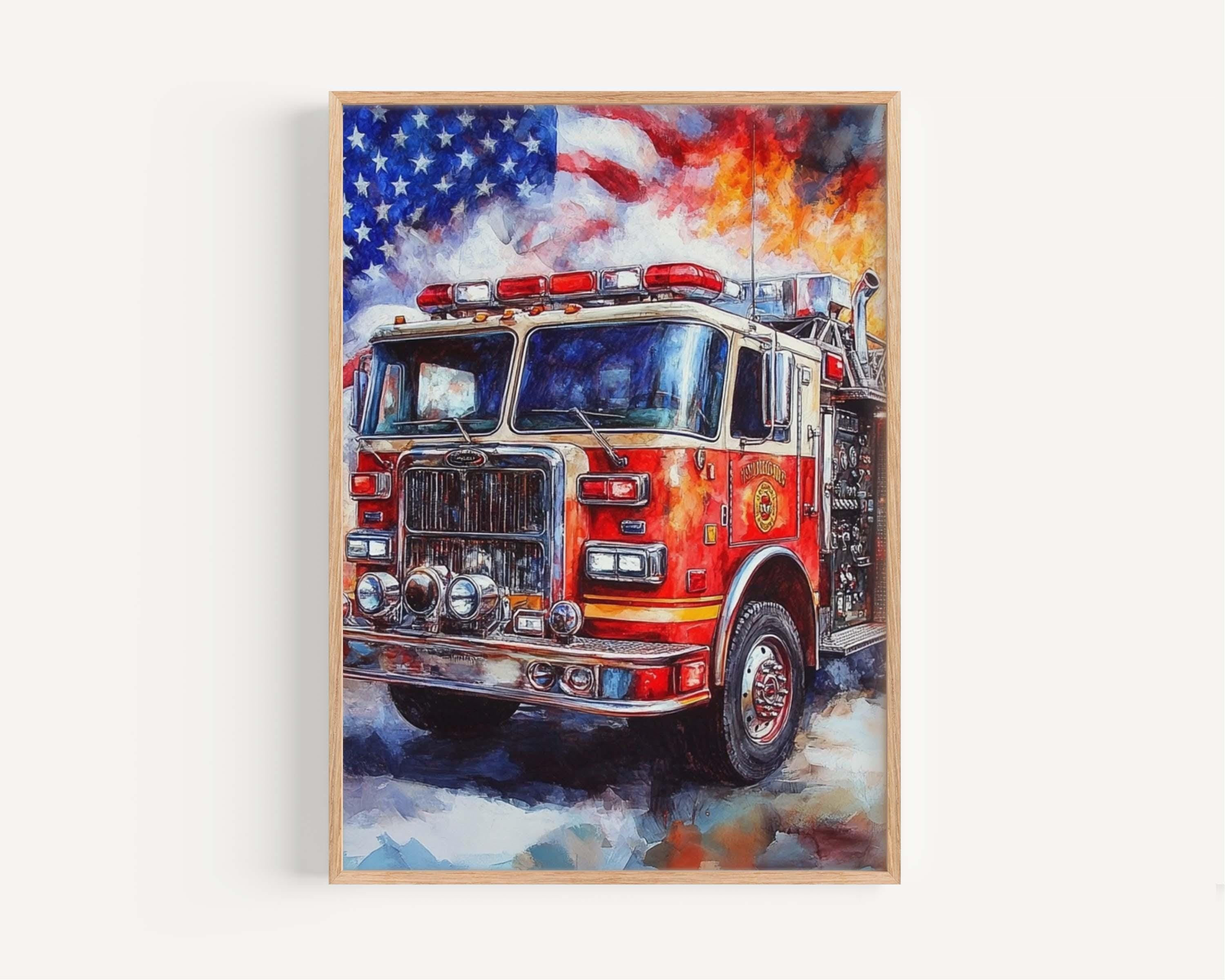 Firetruck Print Patriotic - United States