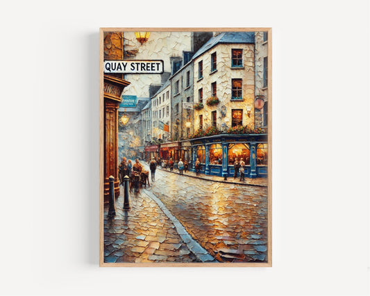 Wall Art Quay St Galway Print, Irish Travel Poster, Quay Street Wall Decor, Ireland Gift & Housewarming Artwork