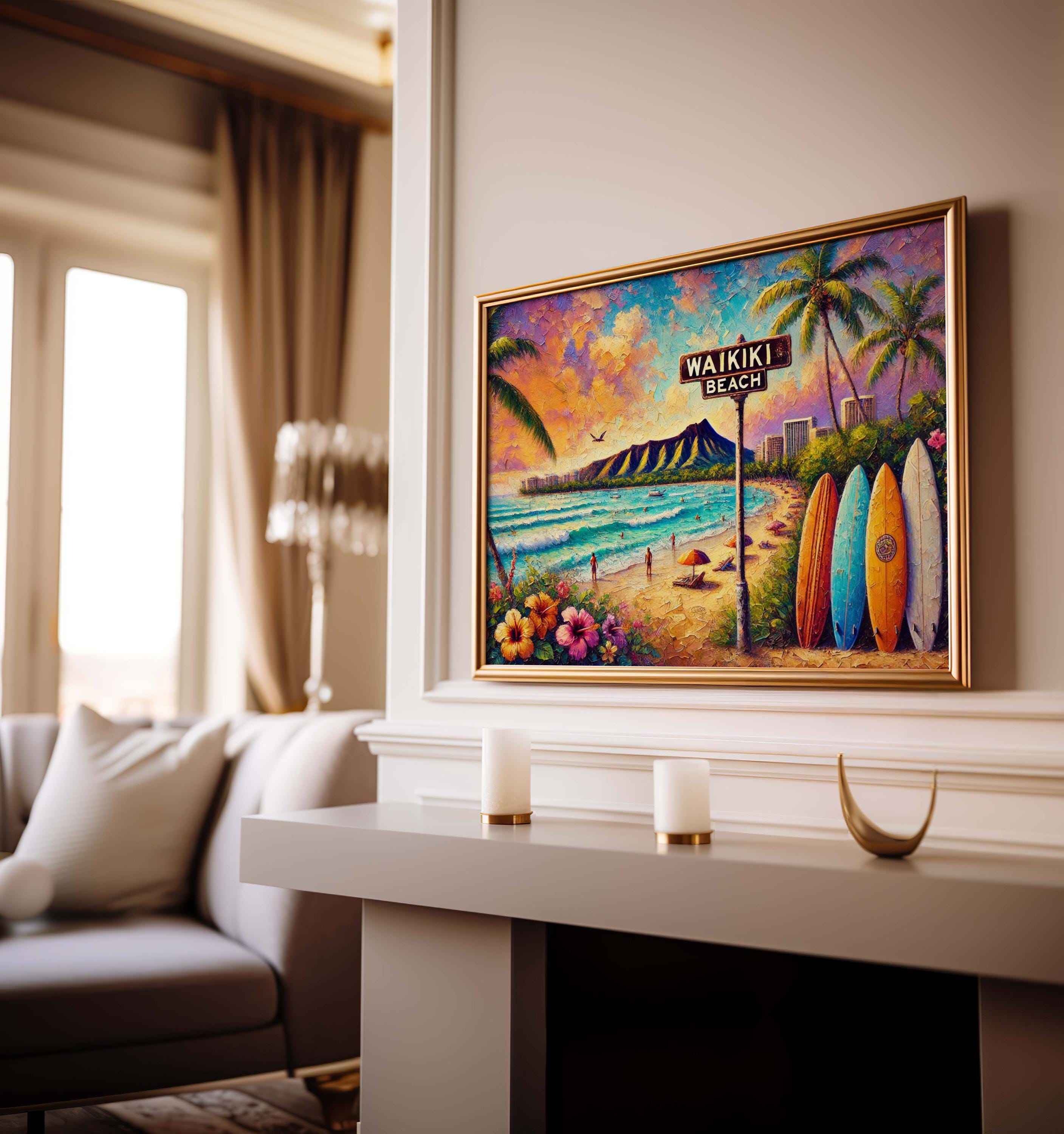 Waikiki Beach Poster - Waikiki, Hawaii, USA