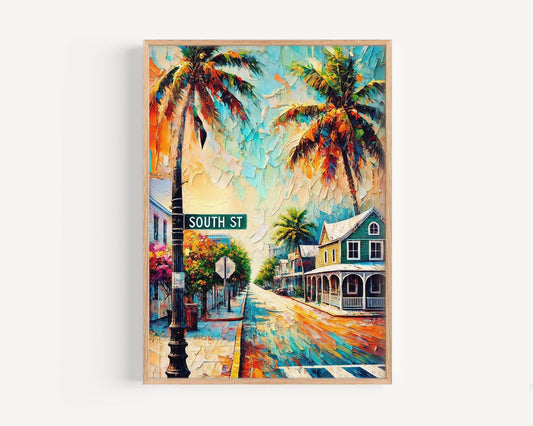 South St Print South Street Wall Art Key West Florida Travel Poster Housewarming Gift FL Artwork Travel Print