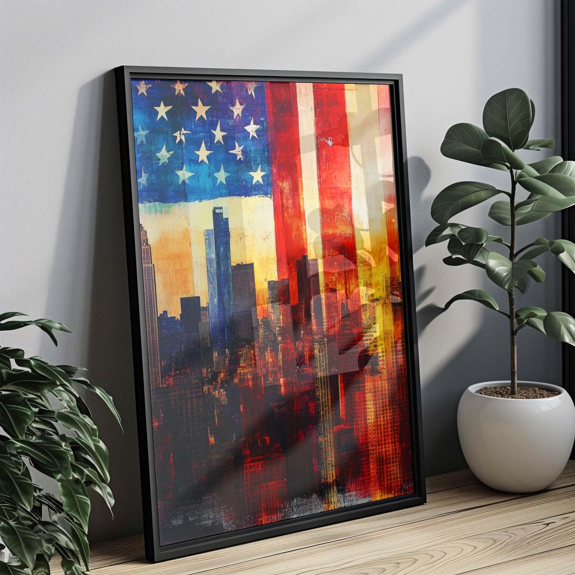 City Skyline Wall Art Patriotic - USA