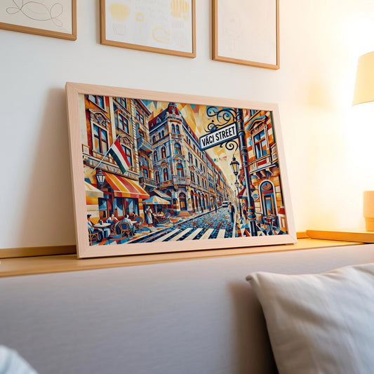 Vaci Street Print Budapest Wall Art, Hungary Travel Poster, Hungarian Souvenir & Housewarming Gift, Vaci St Illustration, Cityscape Decor