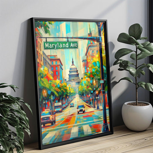 Washington DC Maryland Ave Wall Art Print, Travel Poster, USA Gift, Washington DC Home Decor, Housewarming Present, Maryland Avenue Artwork