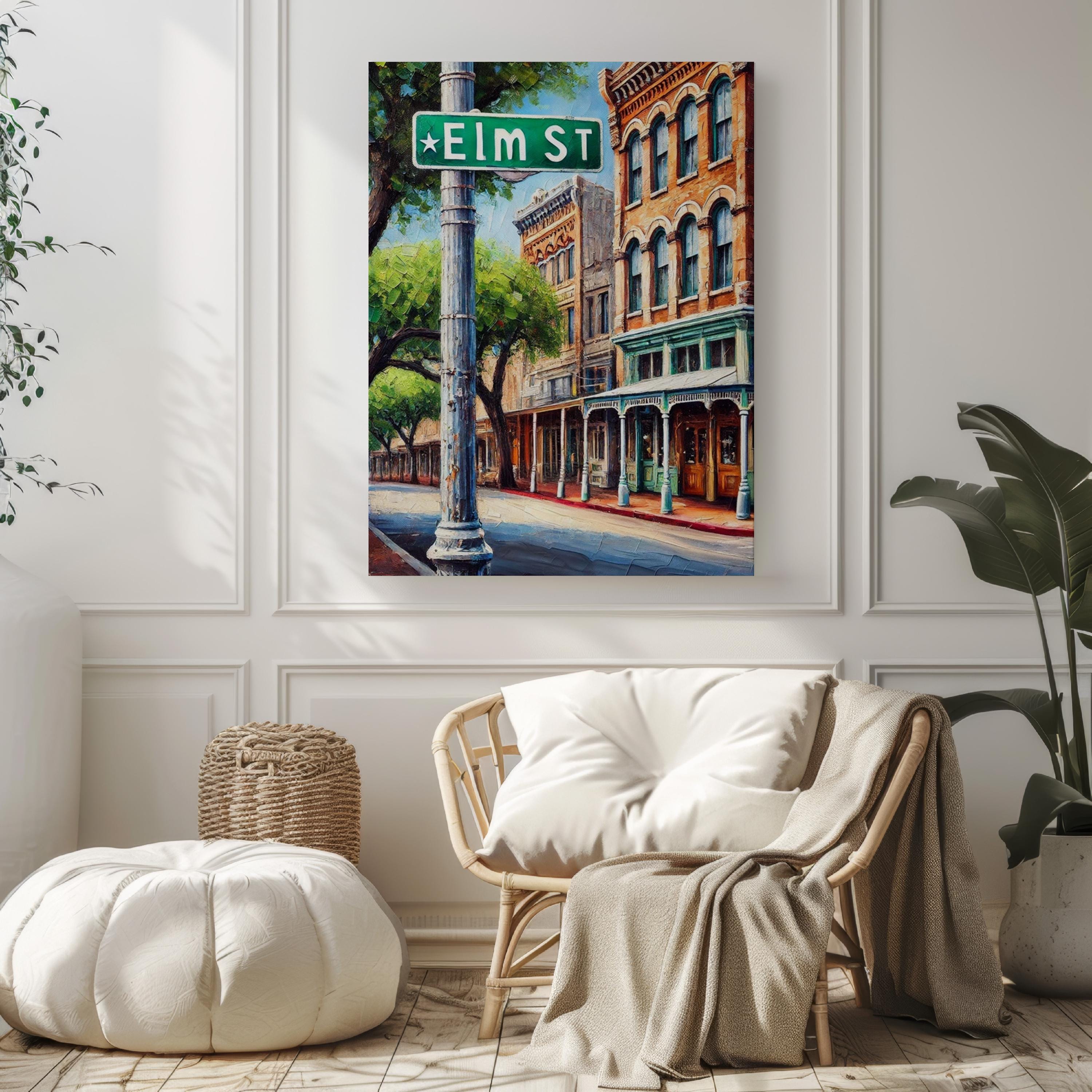 Dallas Elm St Wall Art - Travel Poster, Texas Decor & Gift, Dallas Souvenir, Housewarming Print, Dallas Texas Art, Unique Travel Wall Decor