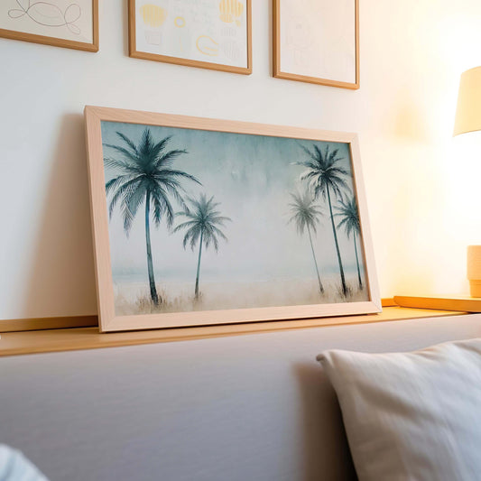 Nature Gift Palm Tree Wall Art - Beach Print, Tropical Home Decor, Housewarming & New Home Art, Family Beach Room Decoration