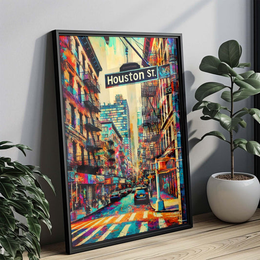 Manhattan Art Houston Street Wall Art, NYC Travel Print, New York Poster, Manhattan Gift, Housewarming & City Decor