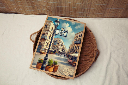 Saladin Street Wall Art Print – Jerusalem Travel Poster & Israel Decor, Housewarming Gift, Saladin St Jerusalem Art, Unique Travel Gift